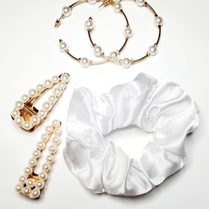 Hand made white scrunchie.